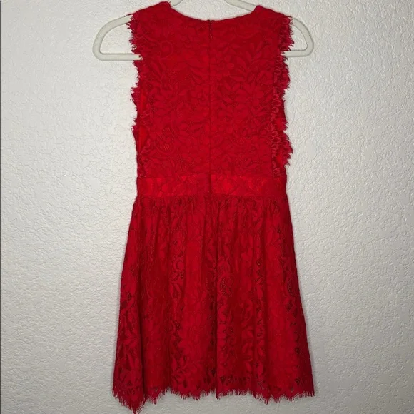 NWT Revolve NBD Champagne Mini Dress Red Lace Size Small Deep V Neck - Picture 6 of 6